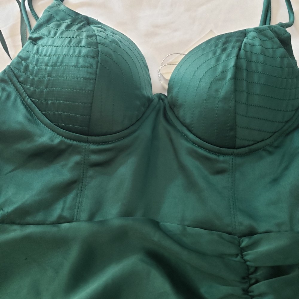Selfie Leslie Aphrodite Molded Cup Party Dress Forest Green XS - Picture 5 of 10
